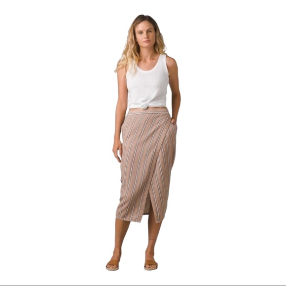 Prana Dresses & Skirts - PrAna Cops Copper Stripe Organic Cotton Vintage Inspired PlayForest Wrap Skirt